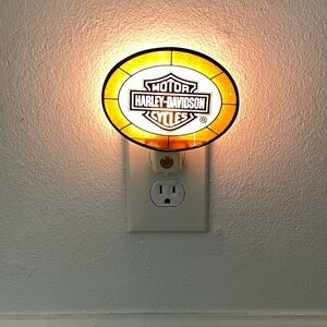 Vintage Harley-Davidson‎ Art Glass Night Light Plug In